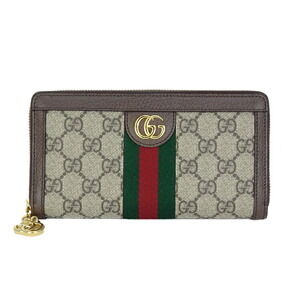 GUCCI Ophidia GG Zip Wallet Supreme Leather Brown Sherry Line